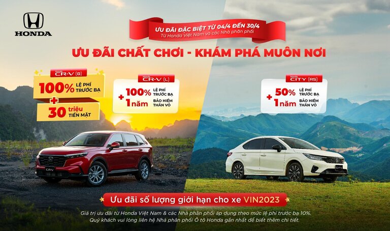 Chương trình khuyến mại của các dòng xe ô tô Honda trong tháng 4 năm 2024